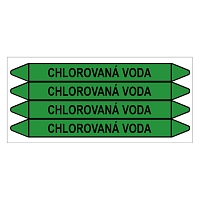 Značení potrubí, chlorovaná voda,4 ks, 250 × 26 mm